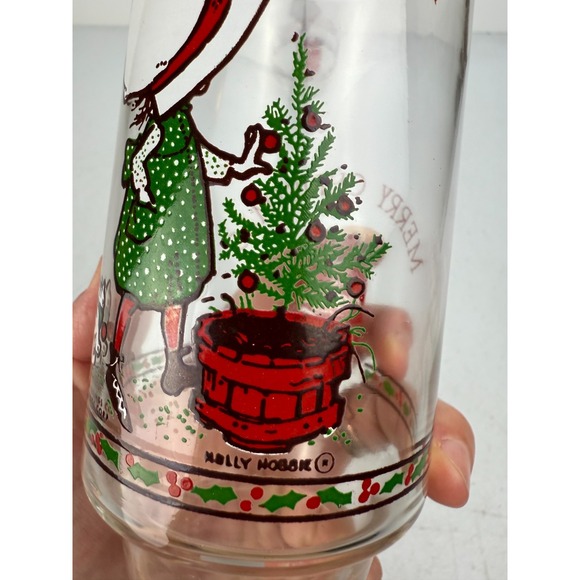 Vintage HOLLY HOBBIE Christmas Glasses Set of 2 Lot Coca Cola - Picture 4 of 5